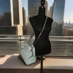 Kate Spade Helena Street Light Blue Leather Studded Cross Body Handbag 12x9.5x4